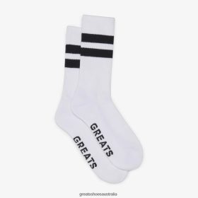 GREATS Royale Australia - GREATS Varsity Stripe Crew Sock Blanco Accessories 4PTN6486